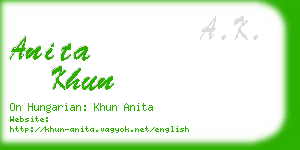 anita khun business card